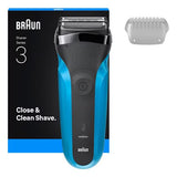 Rasoir électrique BRAUN Series 3 - Bleu et noir - Autonomie 30 minutes - Charge rapide 5 minutes