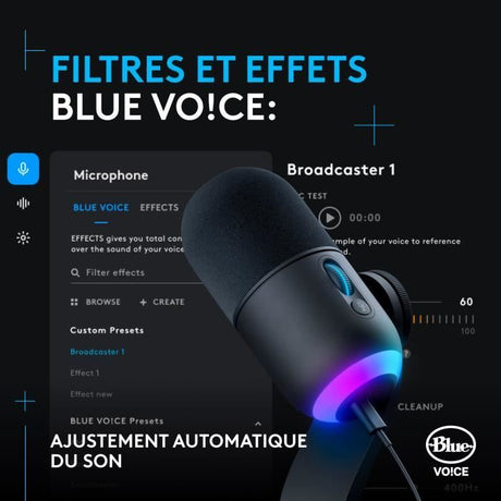 Microphone - Filaire - Logitech G - Yeti GX - Compatible PC et MAC - Noir