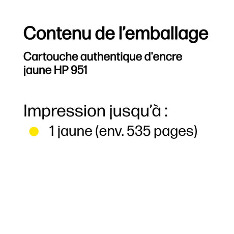 HP 951 Cartouche d'Encre Jaune Authentique (CN052AE)