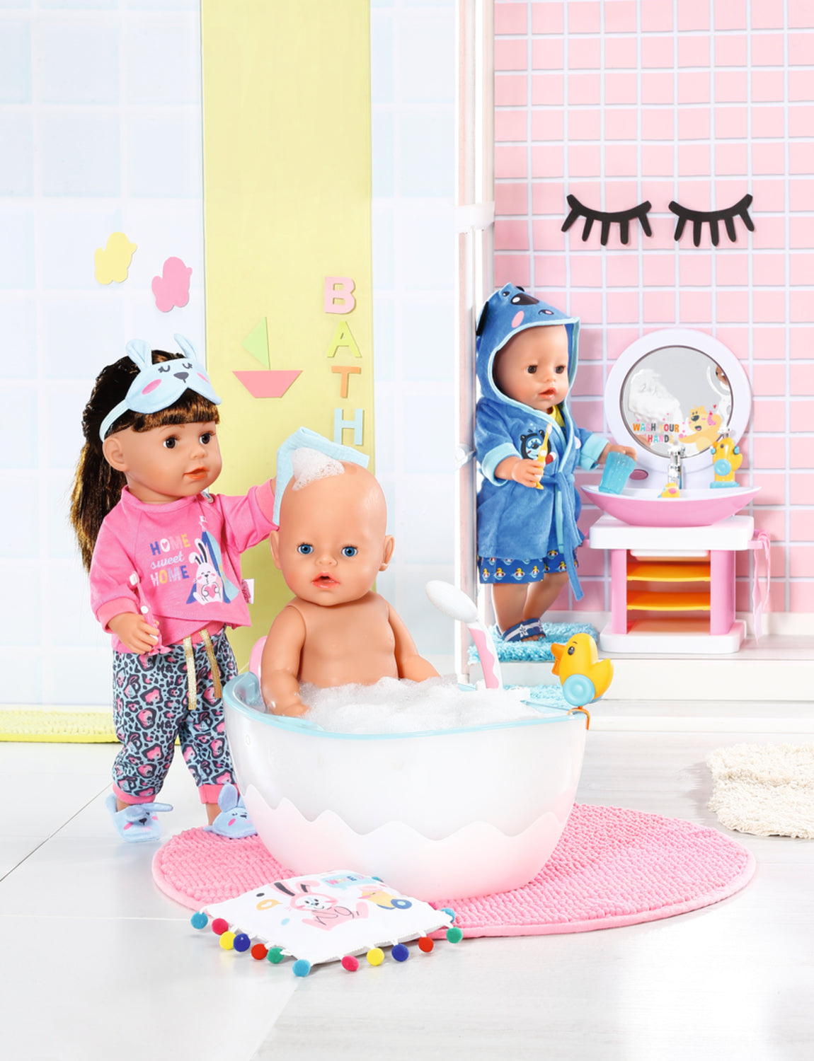 BABY BORN - Baignoire pour poupée - Effets lumineux et sonores - Canard de bain amovible - Des 3 ans et plus
