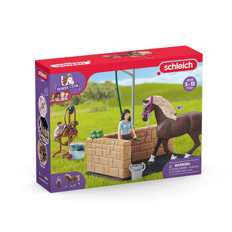 Box de lavage pour chevaux Emily et Luna, coffret schleich avec 19 éléments inclus dont 1 cheval schleich, coffret figurines écurie