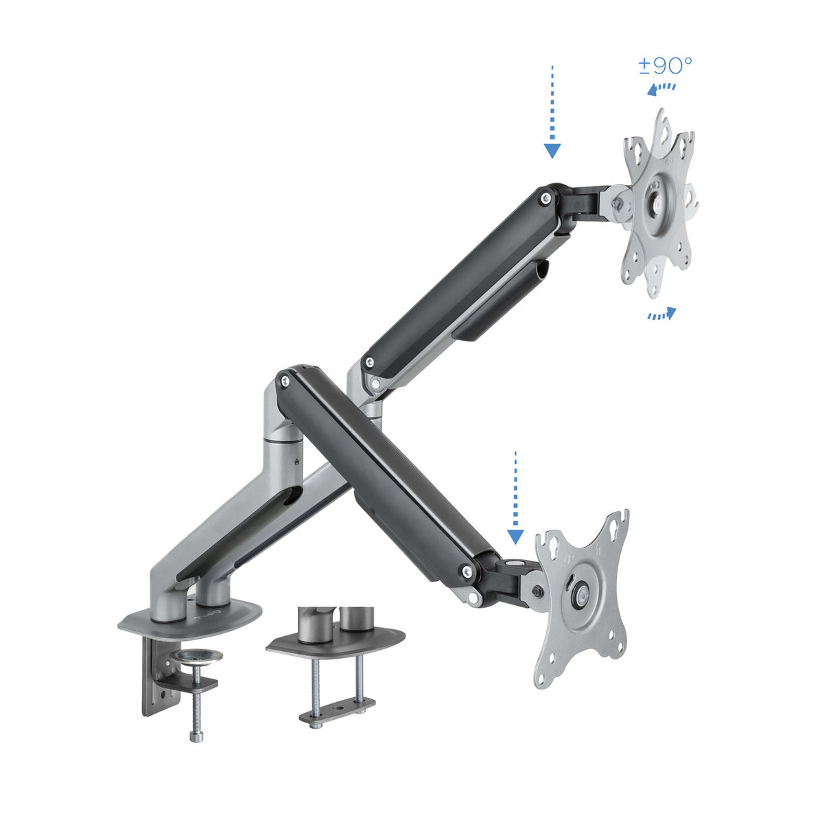 Support double-écran à fixer Tooq  DB4132TNR 17"-32" (9kg max) (Gris)