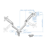 Support double-écran à fixer Tooq  DB4132TNR 17"-32" (9kg max) (Gris)