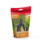 Figurine famille de Gorilles des Plaines, avec 1 maman gorille et ses 2 bébés, pour enfants des 3 ans - Schleich 42601 Wild life