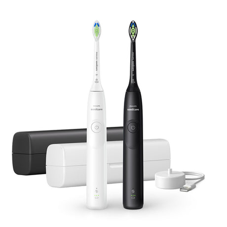 Brosse a dents - PHILIPS - HX7109/01 - Sonicare - Double manche Serie 5300 - Blanc & Noir - Eléctrique
