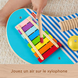 Fisher-Price-Table musicale en bois avec instruments de percussion HXT91