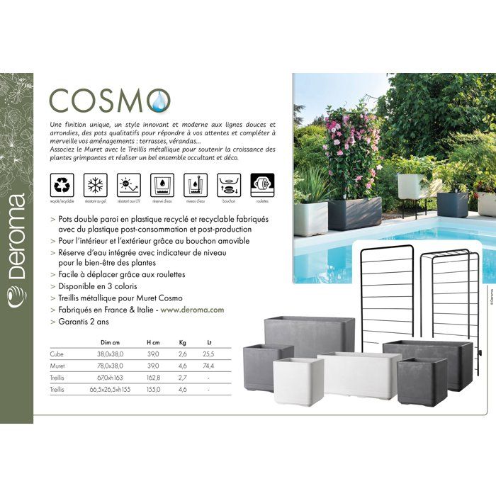 Porte-plantes - DEROMA - Cosmo - 78 x H 163 cm - Métal - Gris
