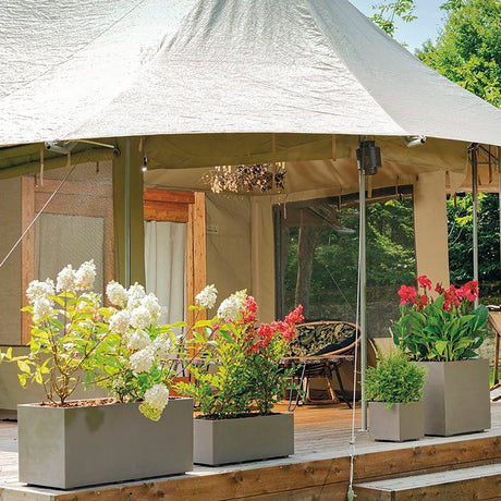 Pot de fleurs carré - DEROMA - Millennium - 80 L - 49 cm - A réserve d'eau et roulettes - Marron