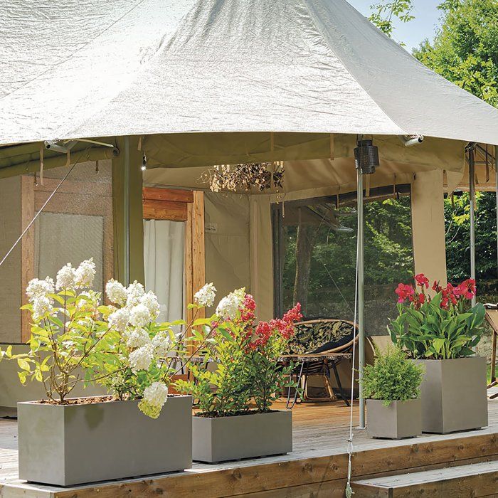 Pot de fleurs carré - DEROMA - Millennium - 80 L - 49 cm - A réserve d'eau et roulettes - Marron