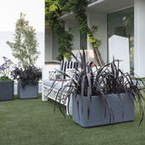 DEROMA Pot de fleurs Cube Cosmo - 38 x h39 cm - Ashgrey - A réserve d'eau - Roulettes