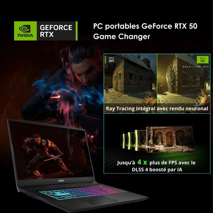 PC Portable Gamer - MSI Katana 15 HX B14WGK-818XFR - FreeDOS - 15.6 FHD 144 Hz - i7 14650HX - RTX5070 - 32Go DDR5 - 512Go SSD