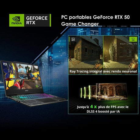 PC Portable Gamer - MSI - Cyborg 15 B13WEKG-618XFR - FreeDOS - 15,6 FHD 144Hz - i5 13420H - RTX5050 - 32Go DDR5 - 512Go SSD