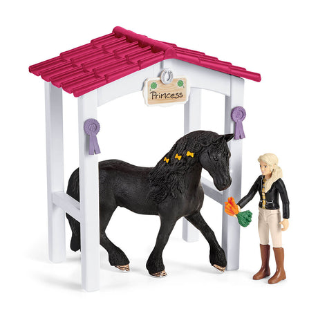 Box avec Tori et Princess, Extension pour écurie schleich avec 26 éléments inclus dont 1 cheval schleich, coffret figurines pour