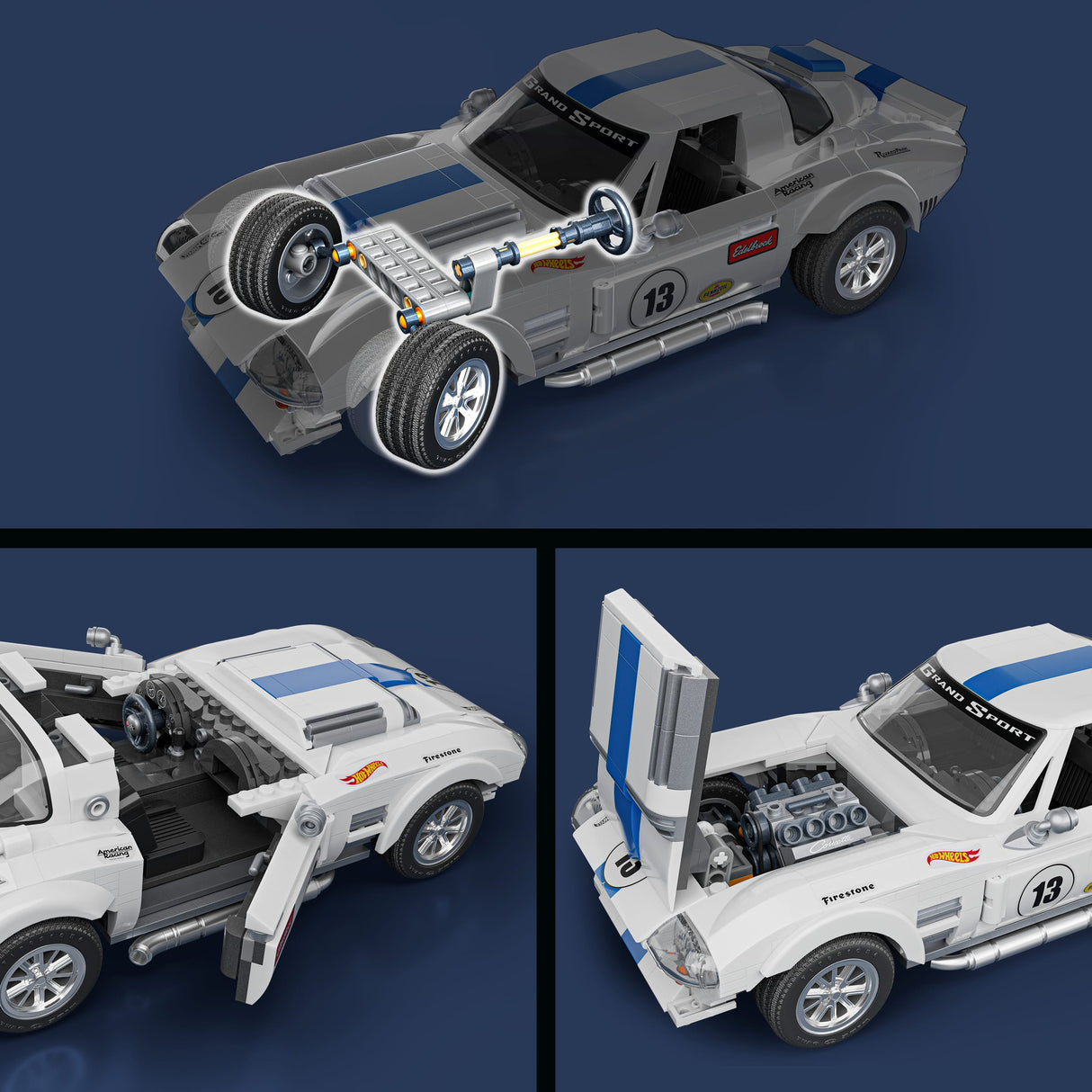 Hot Wheels - Coffret de Construction Corvette Grand Sport - Avec 918 pieces - Mattel Brick Shop - JGR31