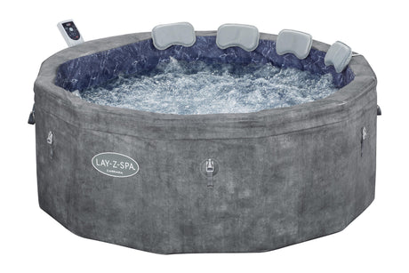 Spa semi rigide BESTWAY - Lay-Z-Spa Carrara - 140 airjets - 170 x 65 cm - 4 a 6 places - Rond (couverture, cartouche, 4 appuie-tete)