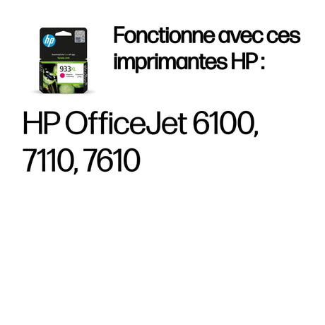 HP 933XL Cartouche d'encre magenta grande capacité authentique (CN055AE) pour HP OfficeJet 6100/6600/6700/7100/7510/7610