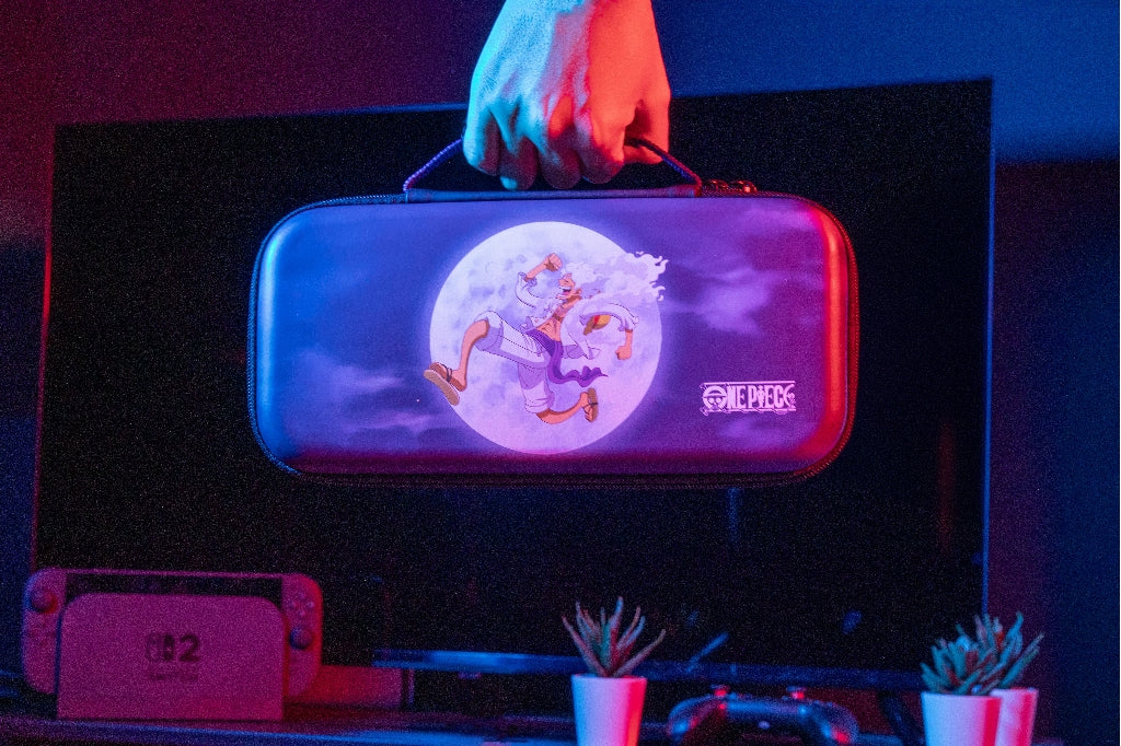 Housse de protection et transport - KONIX - One Piece Nintendo Switch 2 - Rangement accessoires - Motif Luffy Gear 5 - Bleu