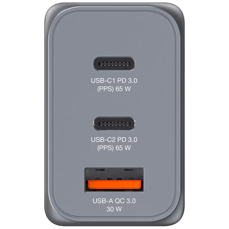 Chargeur secteur Verbatim GNC 1x port USB-A + 2x ports USB-C 65W (Noir)
