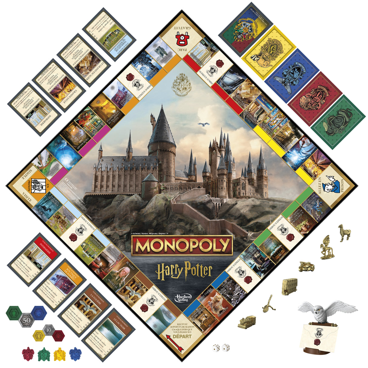 Monopoly Harry Potter édition, Jeu de société de plateau, Aventures magiques a Poudlard, des 8 ans, 2 a 6 joueurs