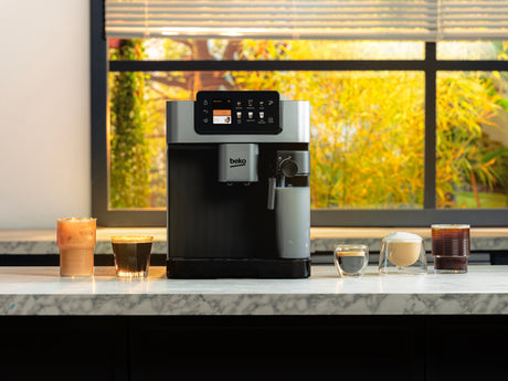 Machine a café avec broyeur - BEKO - CEG7348X - 1350 W - 250g de grains - Noir / Silver