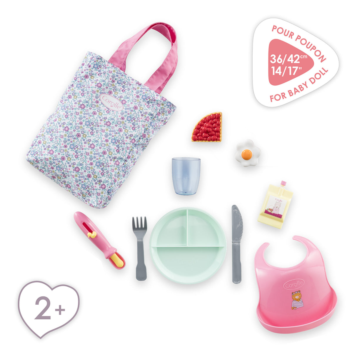 Grand coffret repas - COROLLE - Floral - Pour poupon 36/42 cm - Des 24 mois