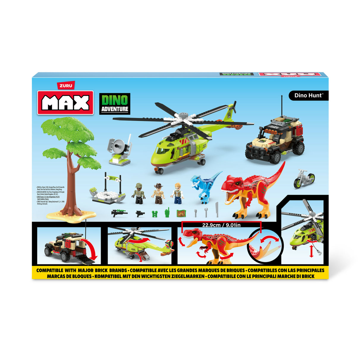 Set de Construction - ZURU - Dino Adventure Dino Hunt (592 pieces) - Aventure préhistorique avec dinosaures et véhicules