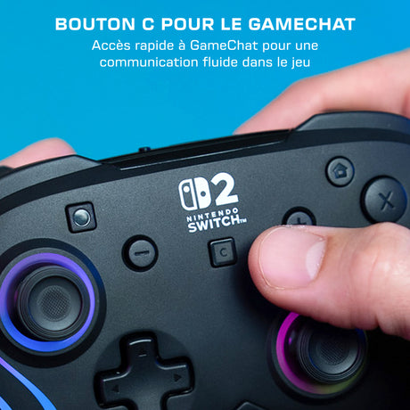 Manette de jeu - Nintendo Switch 2 - Afterglow Wave - RGB - Sans fil - Noir - Turtle Beach