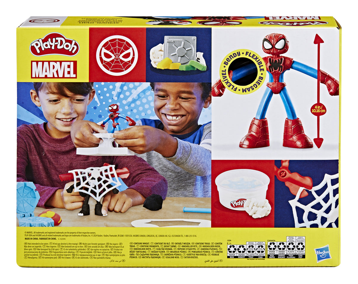 Play-Doh SpiderMan Attaque tranchante, coffret avec 2 figurines flexibles, 7 accessoires et pâte a modeler, des 4 ans, Marvel