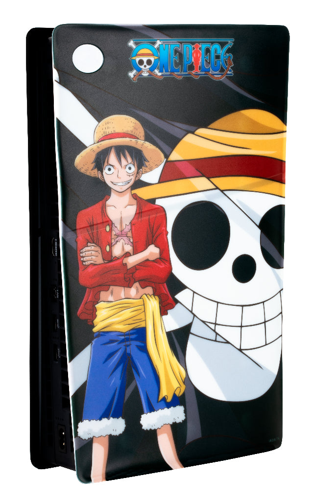 Façade de protection - KONIX - One Piece - PS5 Slim - Silicone - Antichoc - Anti-rayures - Motif Luffy - Noir