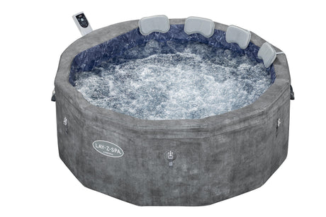 Spa semi rigide BESTWAY - Lay-Z-Spa Carrara - 140 airjets - 170 x 65 cm - 4 a 6 places - Rond (couverture, cartouche, 4 appuie-tete)