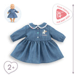 Robe Week-end a Paris - Corolle - 36 cm - Imitation denim - Col claudine - Sérigraphie petit chien