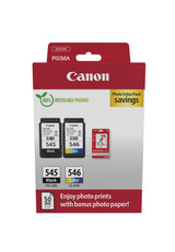 Pack de 2 cartouches d'encre + pack papiers photo - CANON - PG-545 Noir + CL-546 Couleur