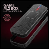 Boitier externe USB-C 3.2 Axagon EEM2-GAM - S-ATA/NVMe M.2 Type 2280 (Noir)