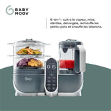 Babymoov Robot Cuiseur Bébé Nutribaby(+) - 6 en 1 - Cuiseur-vapeur/Mixeur - Grande Capacité 2,2L, Gris