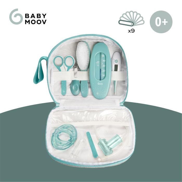 Babymoov Trousse de soin pour bÈbÈ, 9 Accessoires, avec Thermometre Digital, Bleue