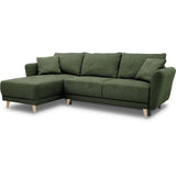 CanapÈ d'angle convertible rÈversible 3-4 places CLAUDIUS - Tissu Vert Olive - Coffre de rangement - L 244 x P 158 x H 95 cm