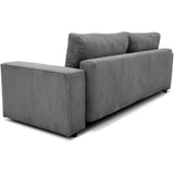 CanapÈ convertible 3 places JOSH - Velours cÙtelÈ Anthracite - Coffre de rangement - L 197 x P 117 x H 65 cm