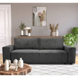 CanapÈ convertible 3 places JOSH - Velours cÙtelÈ Anthracite - Coffre de rangement - L 197 x P 117 x H 65 cm