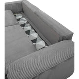 CanapÈ convertible 3 places JOSH - Velours cÙtelÈ Anthracite - Coffre de rangement - L 197 x P 117 x H 65 cm