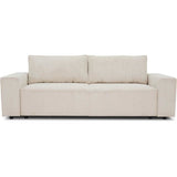 CanapÈ droit convertible 3 places JOSH - velours cÙtelÈ beige - Coffre de rangement - L239xP86xH85cm