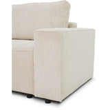 CanapÈ droit convertible 3 places JOSH - velours cÙtelÈ beige - Coffre de rangement - L239xP86xH85cm