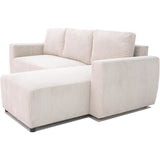Canapé d'angle convertible réversible 3-4 places PHARELL - Velours côtelé beige - Coffre de rangement - L 230x P 155 x H 95 cm