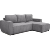 Canapé d'angle convertible réversible 3-4 places PHARELL - velours côtelé Anthracite - Coffre de rangement - L224 x P155 x H85 cm