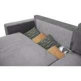 CanapÈ d'angle convertible rÈversible 3-4 places PHARELL - velours cÙtelÈ Anthracite - Coffre de rangement - L224 x P155 x H85 cm