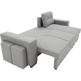 CanapÈ d'angle convertible rÈversible 3 places  JAMES -  L 245 x H 91 x P 139 cm - Coffre et 2 poufs Gris