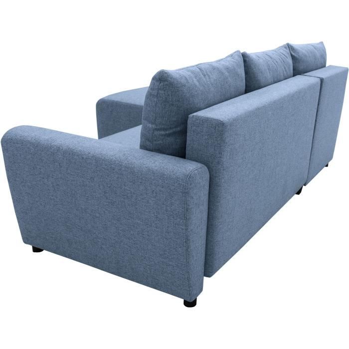 CanapÈ d'angle convertible 3-4 places STEWART - Tissu bleu - L224 x H85 x P155 cm