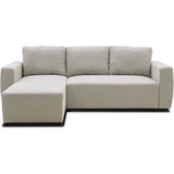 Canapé d'angle convertible réversible 3 a 4 places - PHARELL - Tissu beige - Coffre de rangement - L 224 x P 155 x H 85 cm