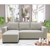 Canapé d'angle convertible réversible 3 a 4 places - PHARELL - Tissu beige - Coffre de rangement - L 224 x P 155 x H 85 cm