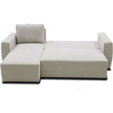 Canapé d'angle convertible réversible 3 a 4 places - PHARELL - Tissu beige - Coffre de rangement - L 224 x P 155 x H 85 cm