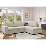 Canapé d'angle convertible réversible NIRVANA 4 a 5 places - Tissu velours côtelé perle - Coffre de rangement - L247 x P 183 x H 87